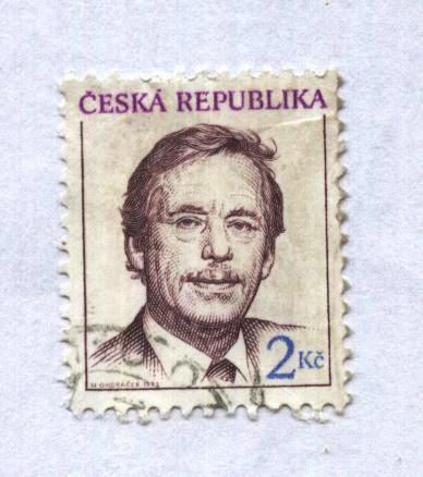 марка . почта Ceska Republika_ 2 kc_гашеная .,