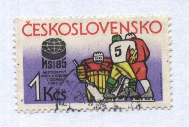 марка . почта Ceskoslovensko_MS -1985.(hokej) _гашеная,,,