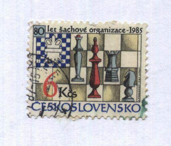 марка . почта Ceskoslovensko_80_let_sachov e_organizace-1985. _гашеная,,