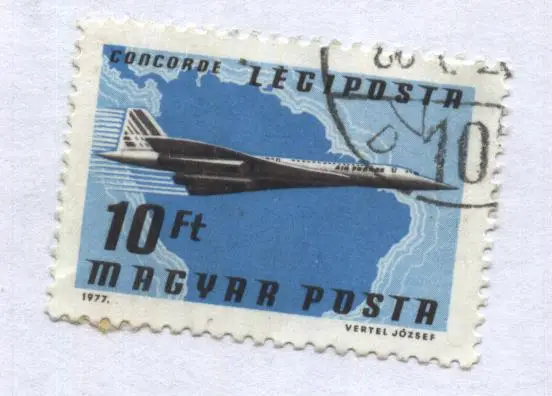 марка. почта Венгрии. Legiposta -concorde. 10Ft _гашеная,