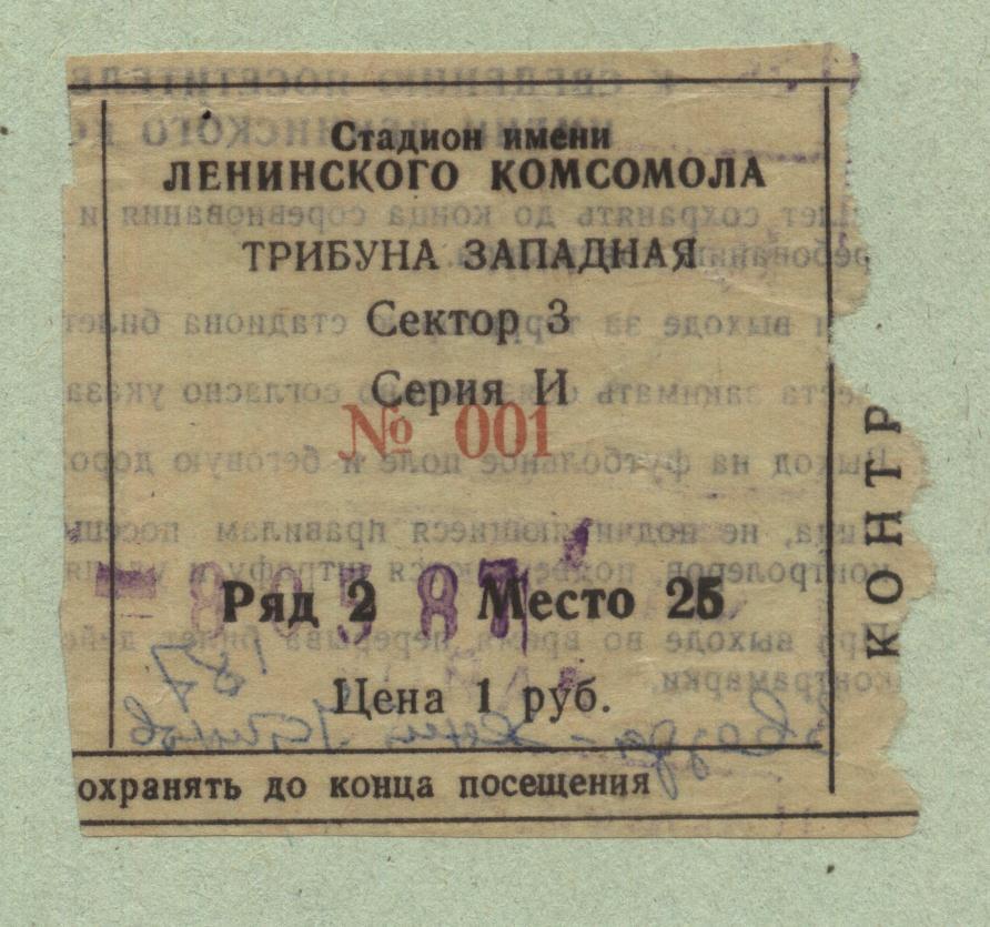 Звезда Пермь - Зенит Устинов_08.05. 1987_ (билет)