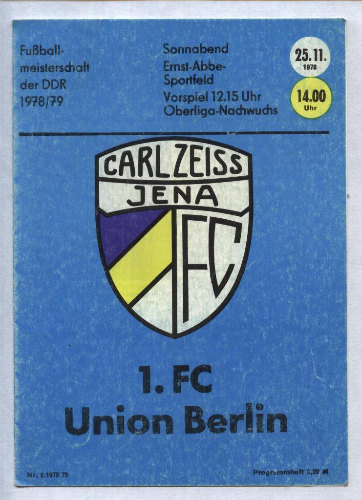 Carl Zeiss Jena v 1.FC_Union _Berlin25.11. 1978 _(oficial program)