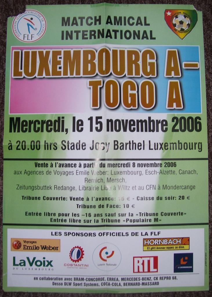 Luxembourg A _v Togo A _15.11. 2006 friendly (poster - plakat)