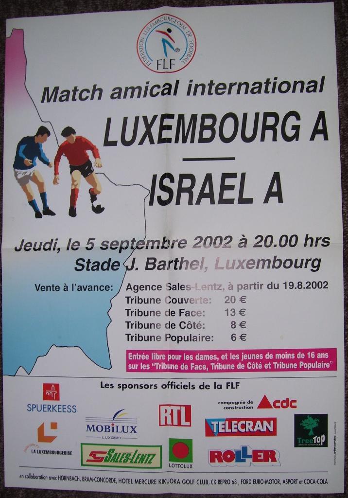Luxembourg A _v Israel A _05.09. 2002 =friendly. (poster - plakat)