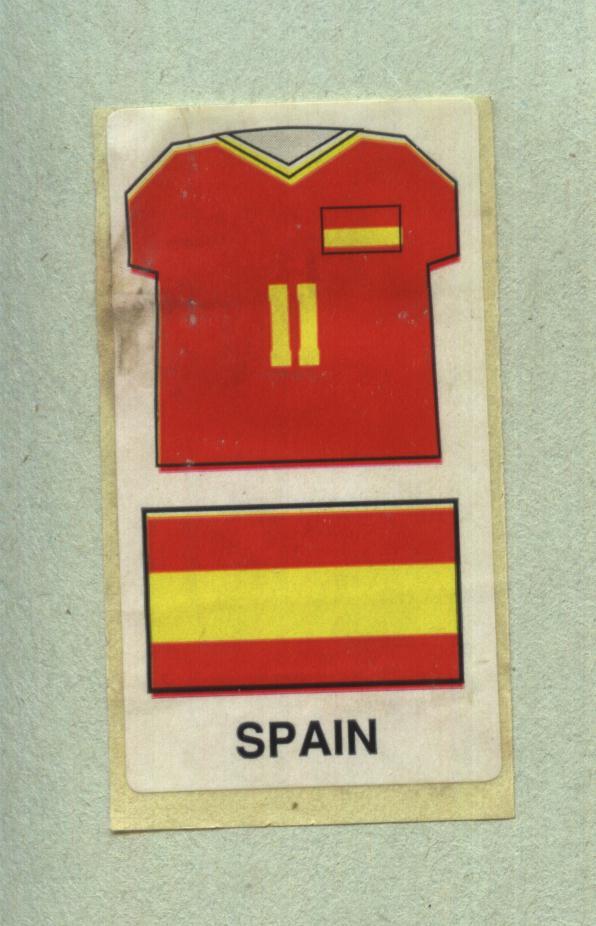 вкладыш-стикер от жвачки _ футболка и флаг сб. Испании