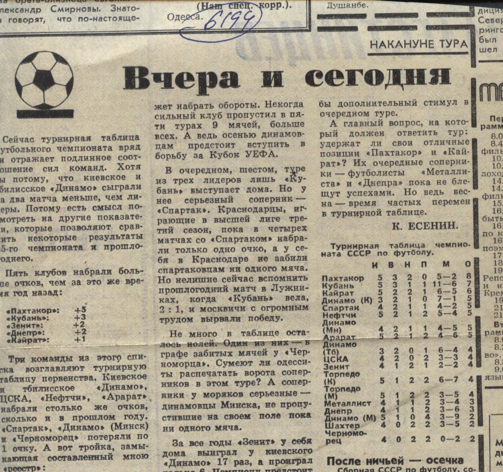 Обзор матчей высшей лиги . 1982 (6194) ,