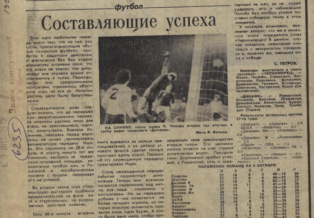 Отчет. Черноморец Одесса - Динамо Киев 1979 (6235)