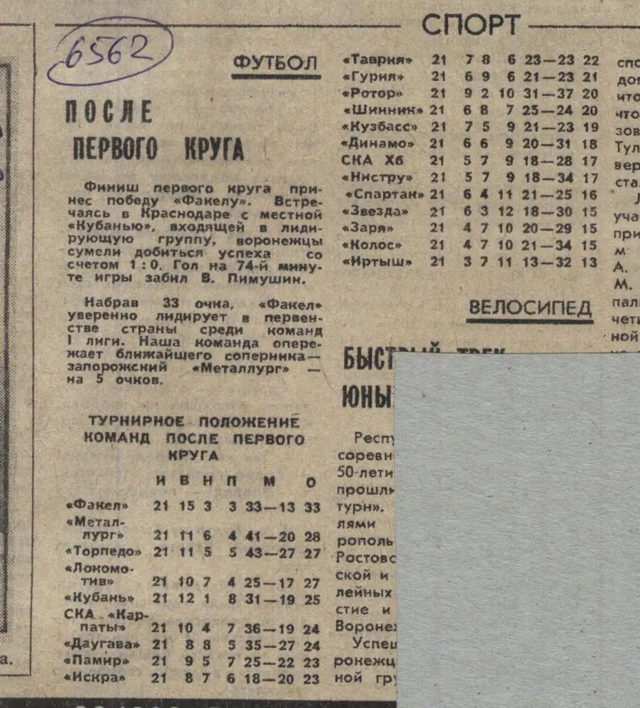 Обзор матчей первой лиги _1984._(6562) .