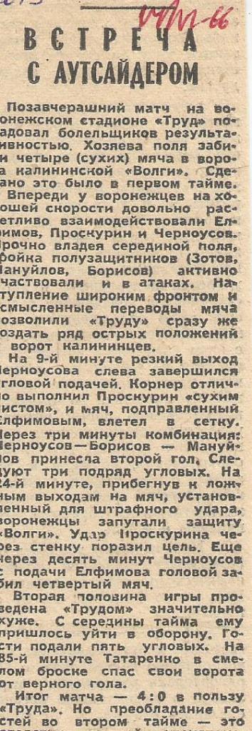 Отчет. Труд Воронеж - Волга Калинин._1966._(6693).