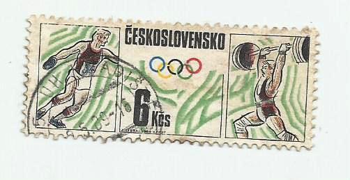 марка . почта Ceskoslovensko_олимпиада. _гашеная,