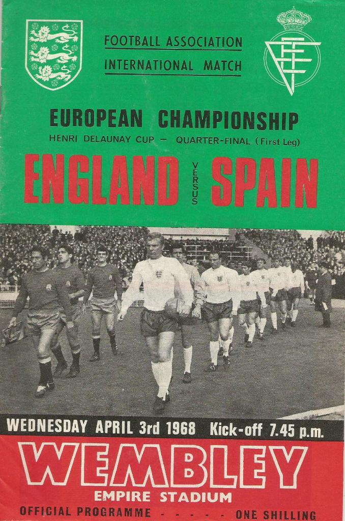England v Spain _03.04. 1968_Euro-68 _(программа)