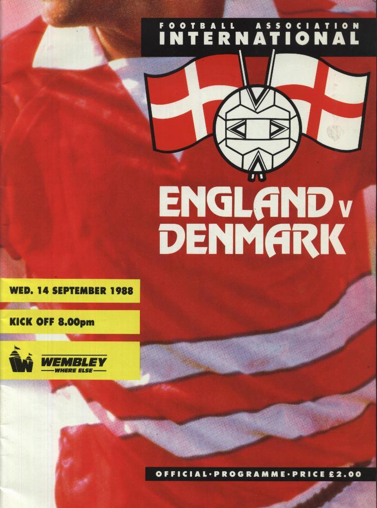 England v Denmark 14.09. 1988 (program) = Англия - Дания