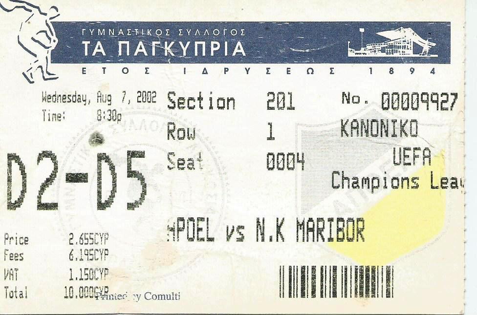 Apoel Nicosia v NK_Maribor_07.08. 2002 _Ch.league (ticket),