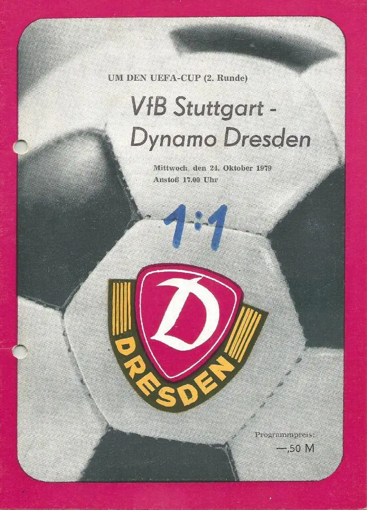 Динамо Дрезден, ГДР - Штуттгарт_Германия_21.10.197 9 _кубок УЕФА