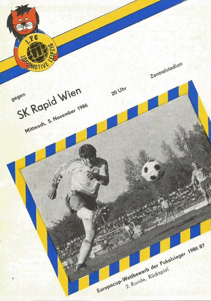 Локомотив Лейпциг, ГДР - Рапид Вена, Австрия _05.11.1986_кубок кубков