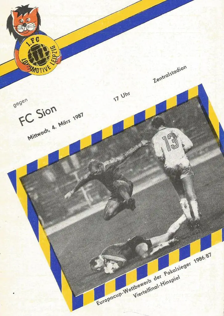 Локомотив Лейпциг, ГДР - Сьон Швейцария _04.03.1987_кубок кубков