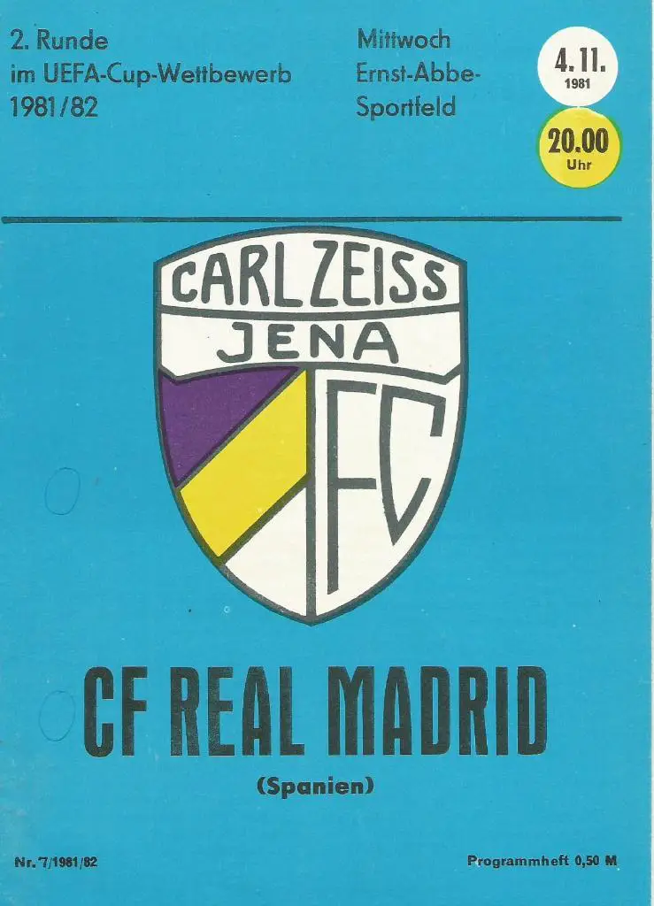 Карл Цейсс Йена, ГДР - Реал Мадрид, Испания_04.11.1981_кубок УЕФА