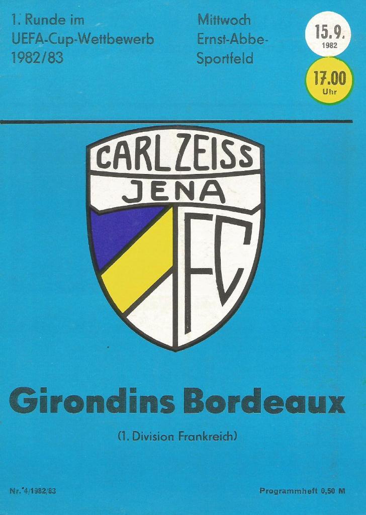 Карл Цейсс Йена, ГДР - Жирондинс Бордо, Франция_15.09.1982_кубок УЕФА