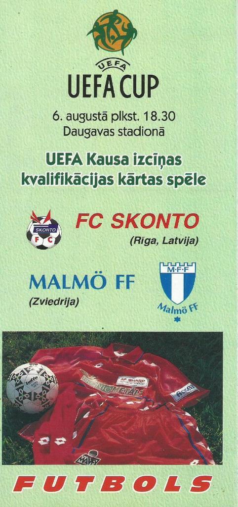 Сконто Рига, Латвия - Мальме Швеция_06.08.1996 _Кубок УЕФА