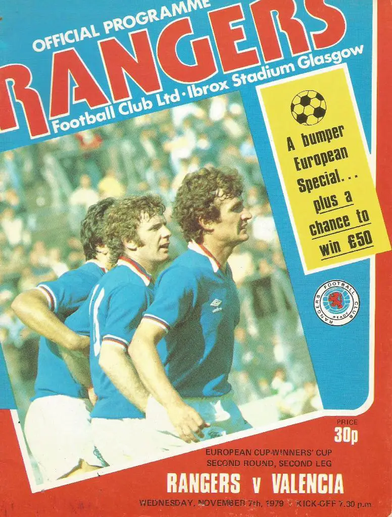 Glasgow Rangers Scotland v Valencia _Spain_07.11. 1979_ECWC