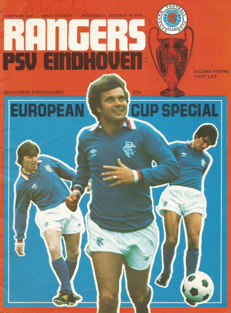 Glasgow Rangers Scotland v PSV Eindhoven, Holland_18.10. 1978_Champ. cup