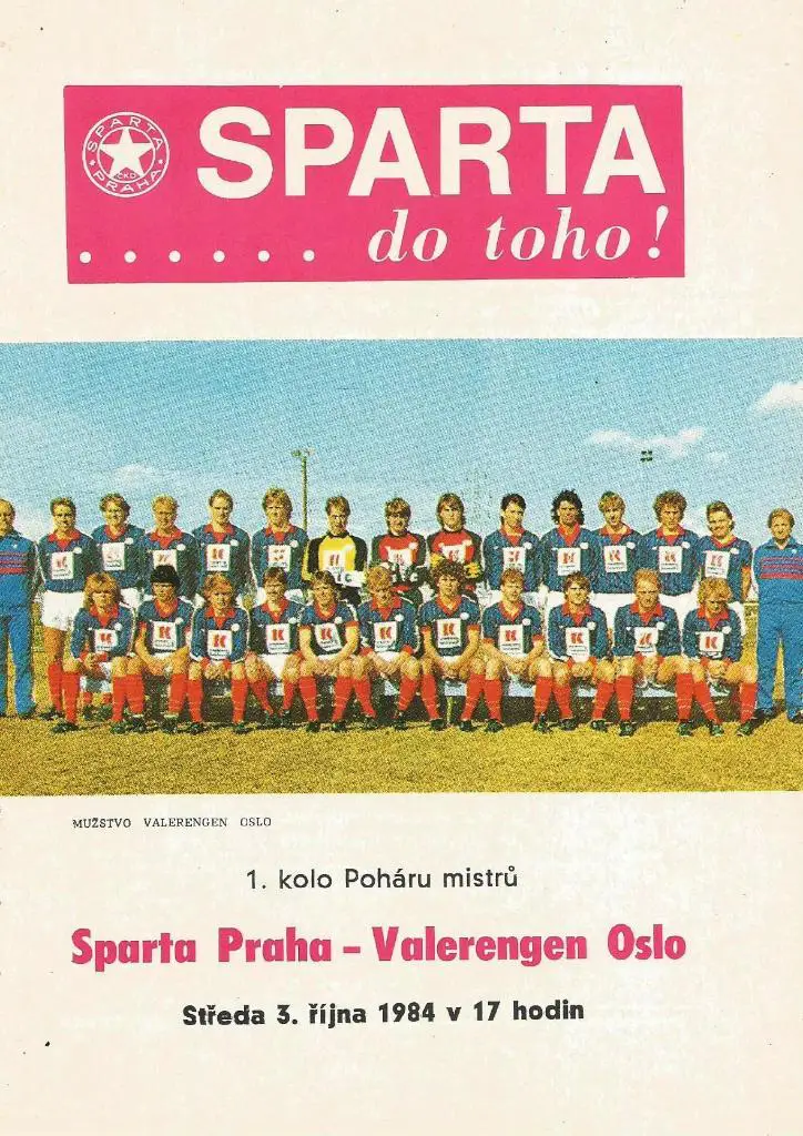 Sparta Prague, CSSR v Valerengen Oslo, Norway_03.10. 1984_Europ. cup