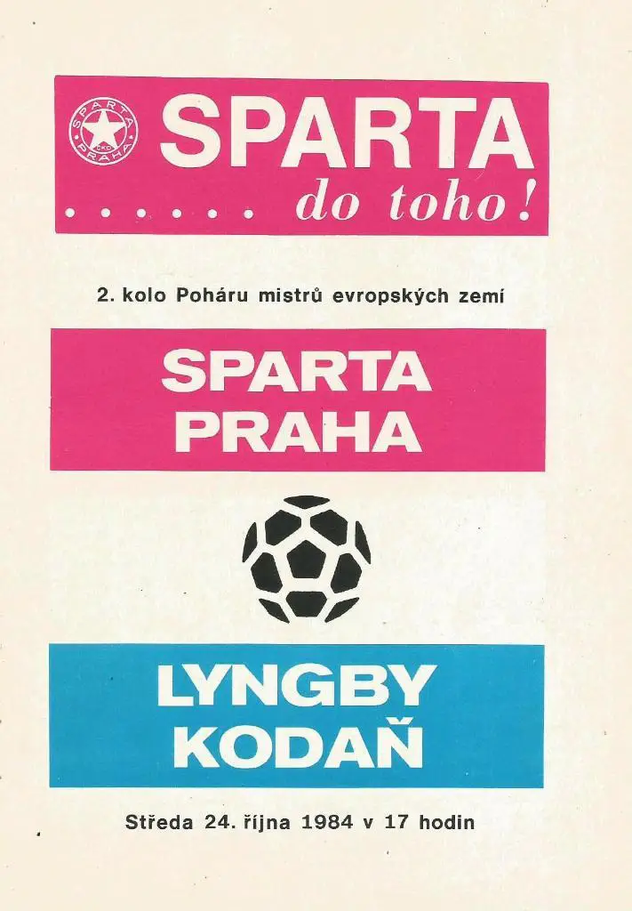 Sparta Prague, CSSR v Lyngby Denmark_24.10. 1984_Europ. cup