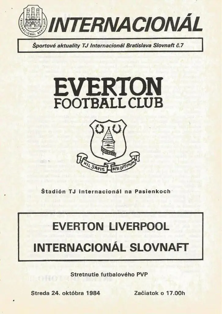 International Bratislava, CSSR v Everton Liverpool, England_24.10. 1984_ECWC
