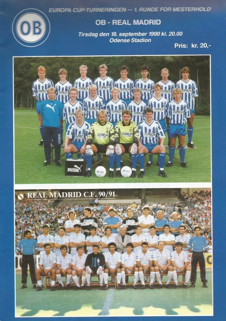 Odense Denmark v Real Madrid, Spain _18.09. 1990_Europ. cup