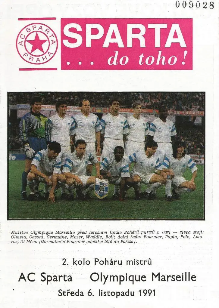 Sparta Prague, Czech Rep. v Olympique Marseille, France_06.11. 1991_Europ. cup