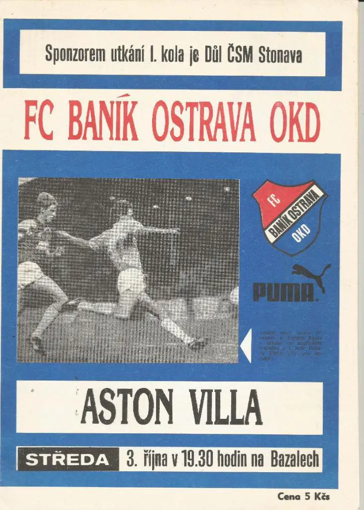 Banik Ostrava, Czechoslovakia v Aston Villa England_03.10. 1990_UEFA cup