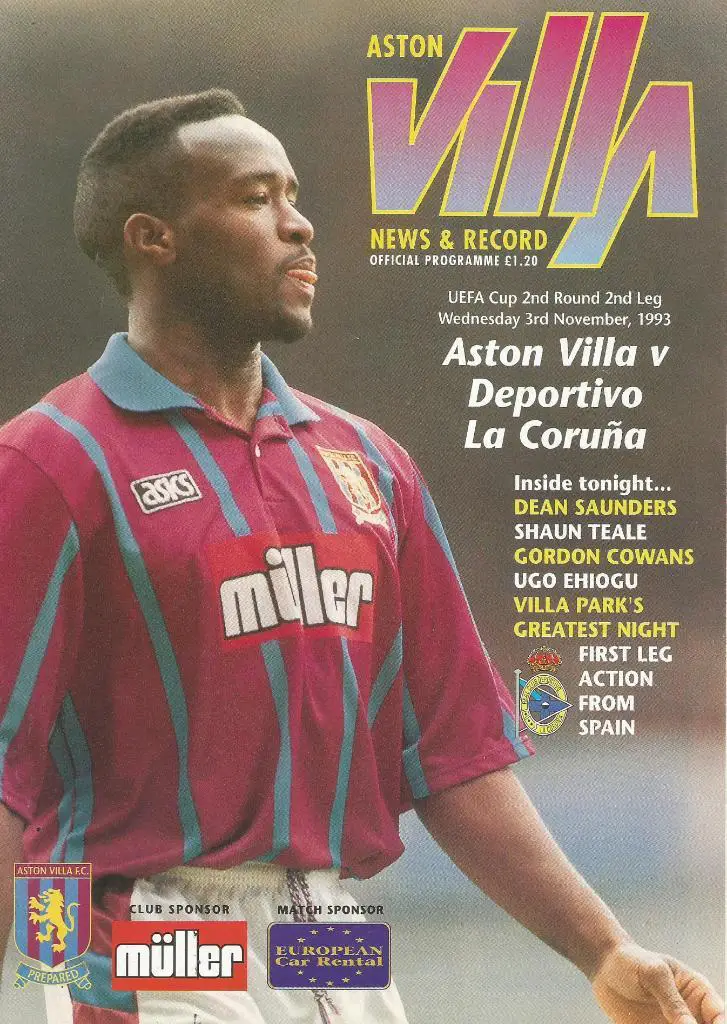 Aston_Villa England v Deportivo La coruna, Spain__03.11.1993_ UEFA cup