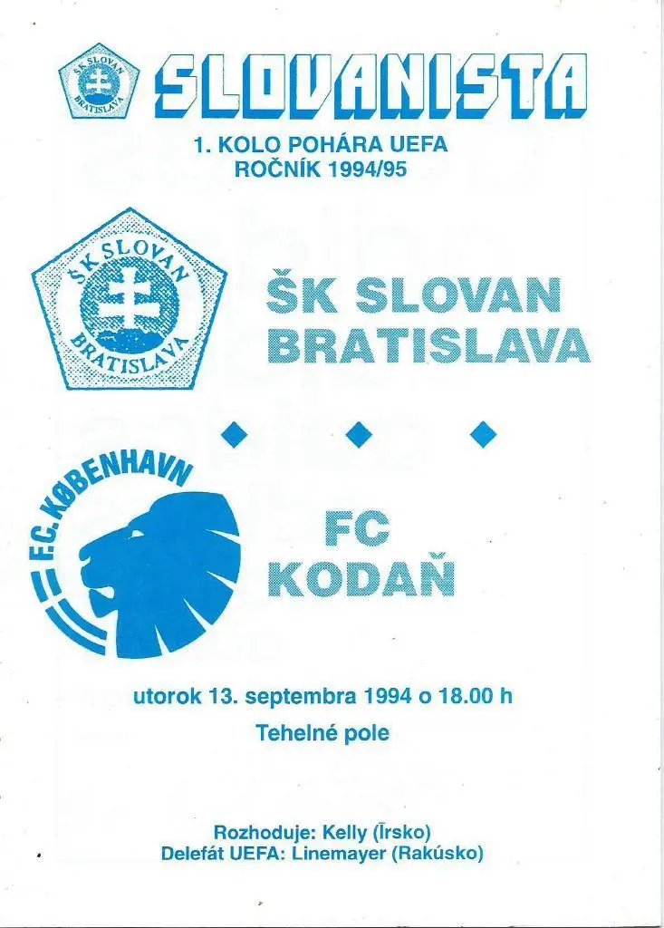 Slovan Bratislava, Slovakia v FC _Kobenhavn Denmark_13.09. 1994_UEFA cup