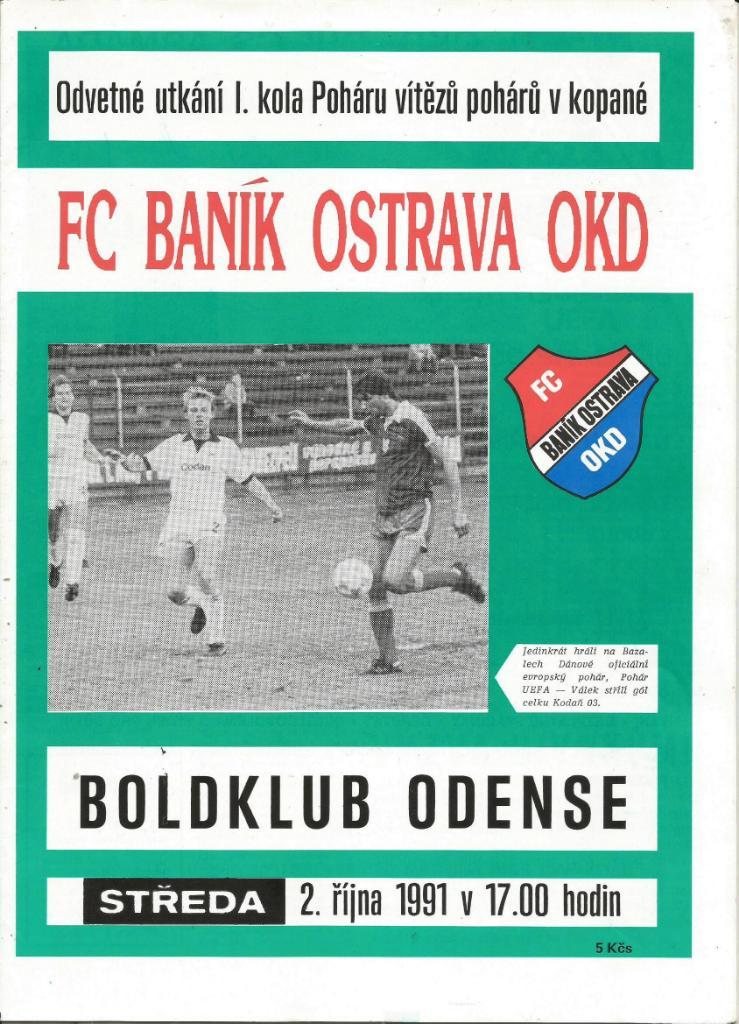 Banik Ostrava, Czechoslovakia v Boldklub_Odense_Denmark_02.1 1. 1991_ECWC