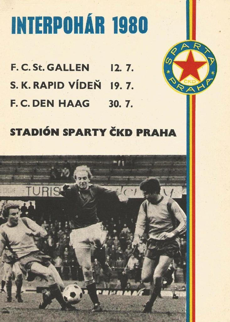 Sparta Praha v St.Gallen v Rapid Viden, v C. Den Haag_1980 _interpohar
