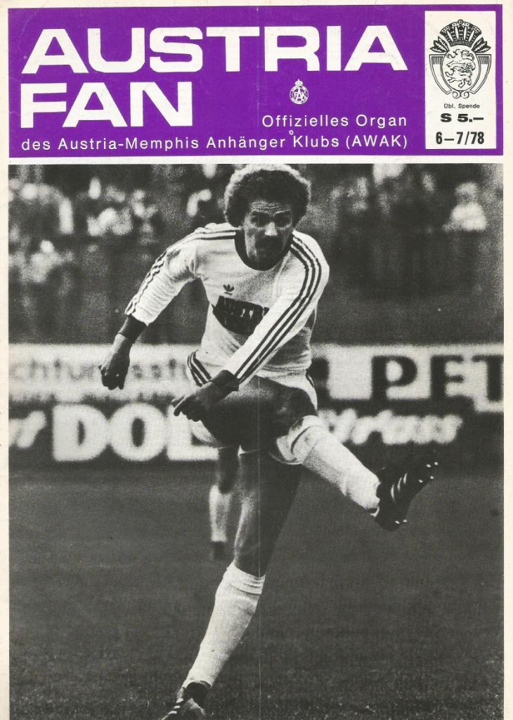 AUSTRIA_ FAN. _Offiziales Organ FC _AUSTRIA - Memphis _(Austria). 6-7_1978