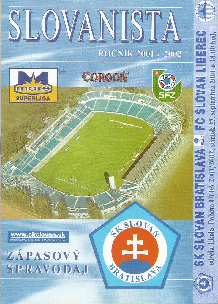 Slovan Bratislava, Slovakia v Slovan Liberec, Czechia 27.09. 2001 _UEFA cup