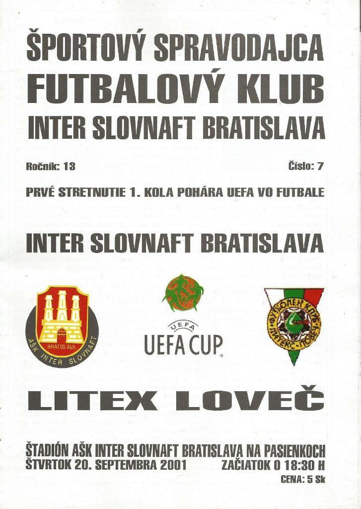 Inter Bratislava, Slovakia v Litex Lovec, Bulgaria 20.09. 2001 _UEFA cup