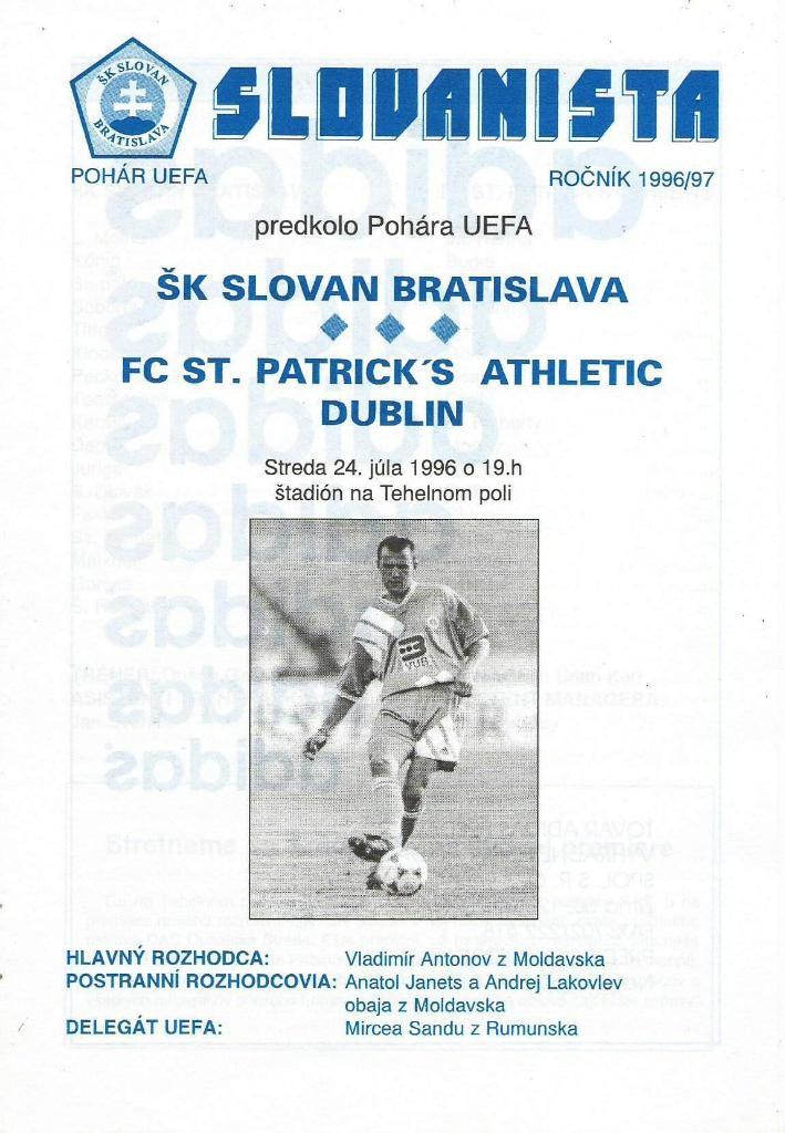 Slovan Bratislava, Slovakia v St. Patricks Athletic Dublin 24.07. 1996_UEFA cup