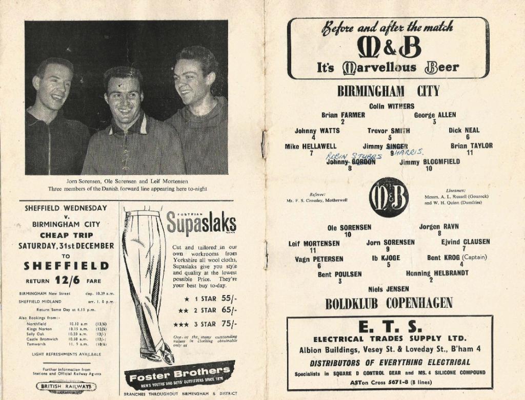 Birmingham_City, England v Boldklub_Kopenhagen_Denmark_ 07.12. 1960_inter-city _ 1