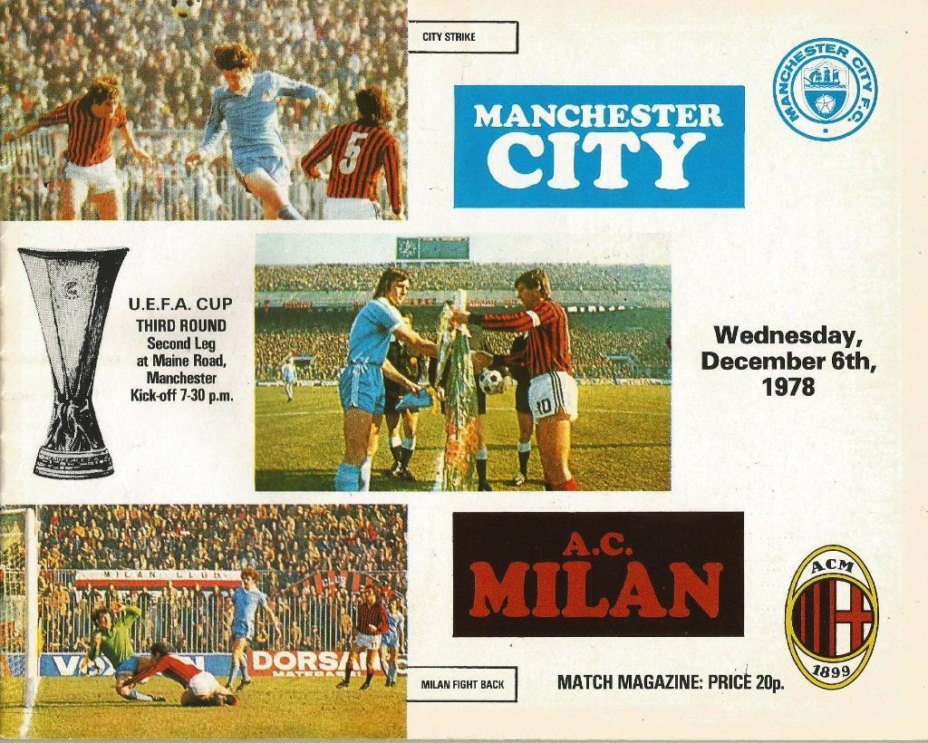 Manchester City England v Milan Italy_06.12._1978 _UEFA cup_.