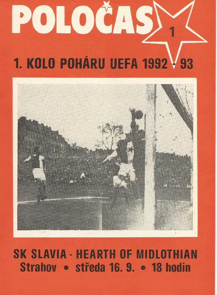Slavia Praha, Czech Rep. v Hearth Of_Midlothian_Scotland_16.09 ._1 992_UEFA cup