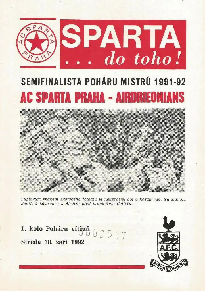 Sparta Praha, Czechoslovakia v Airdrieonians_Scotland_30.09 ._1992_Europ. cup