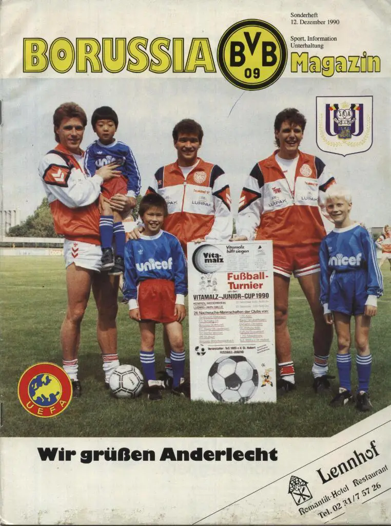 Боруссия Дортмунт Германия - Андерлехт Брюссель, Бельгия_12.12. 1990_ кубок УЕФА