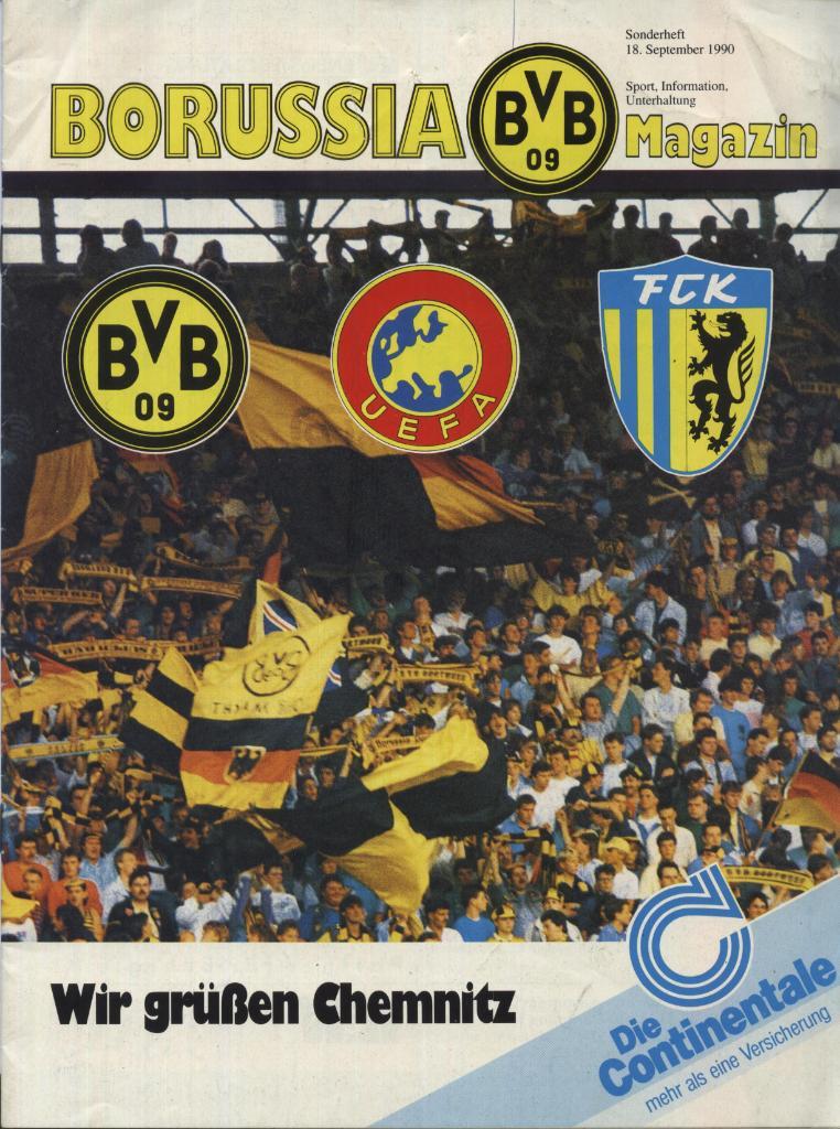 Borussia Dortmund, Germany v Chemnitz DDR_18.09. 1990_ UEFA cup