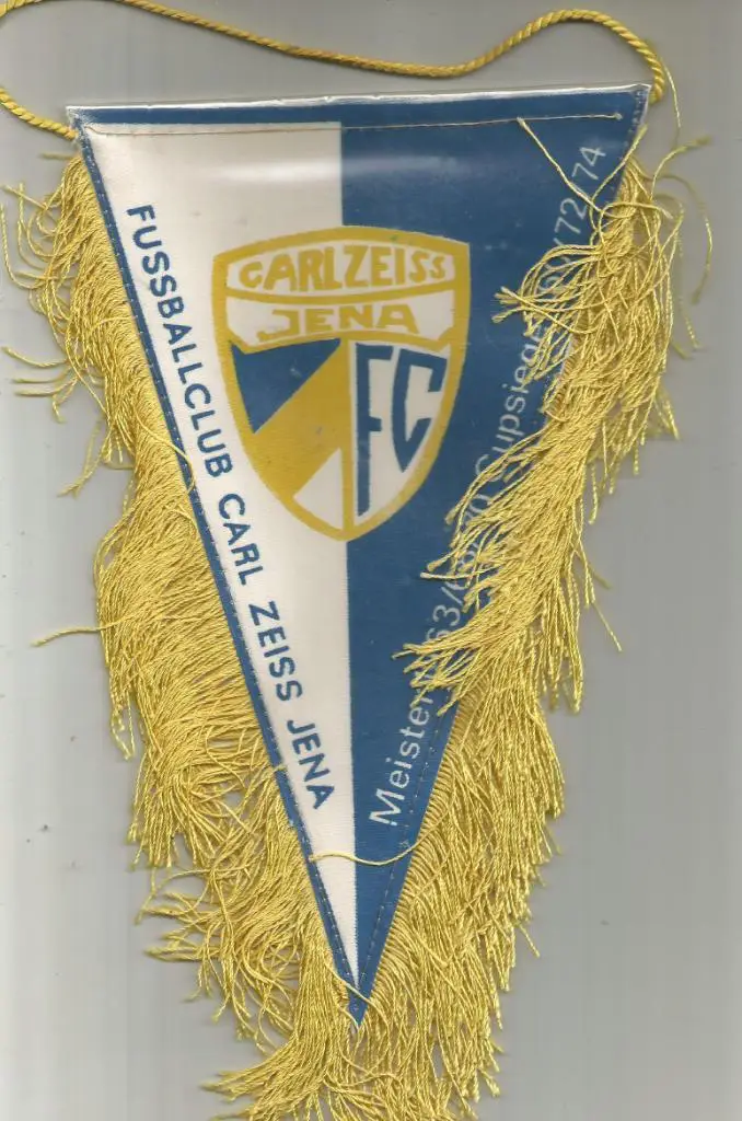 вымпел._Carl_Zeiss_Jena._DDR .._Односторонний_ (с_бахрамой)_размер 10,5х16,5см.