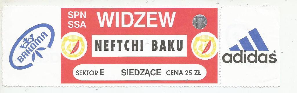 Билет. _WIDZEW_Lodz,_Polska v _NEFTCHI_Baku _1997 ,,
