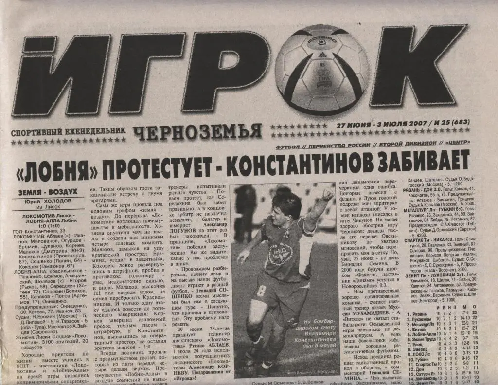 еженедельник Игрок №_25 (683) от 27.06.-03.07. 2007 (Воронеж)