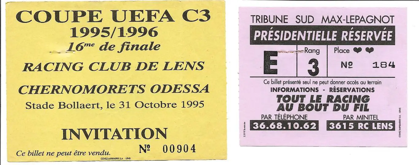 билет._Ланс Франция - Черноморец Одесса , Украина 1995