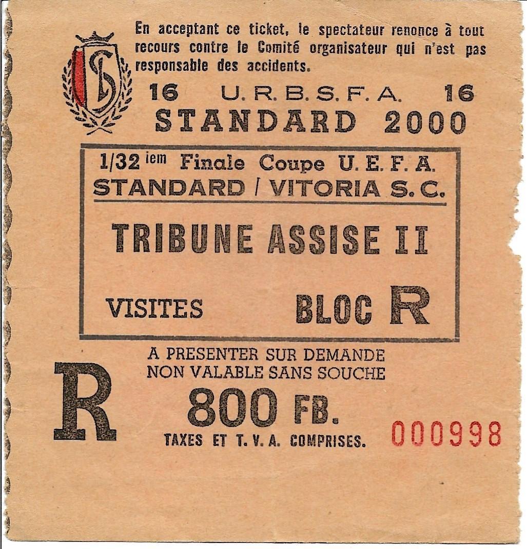 билет. Standart_Belgium v Vitoria S.C._2000_UEFA_